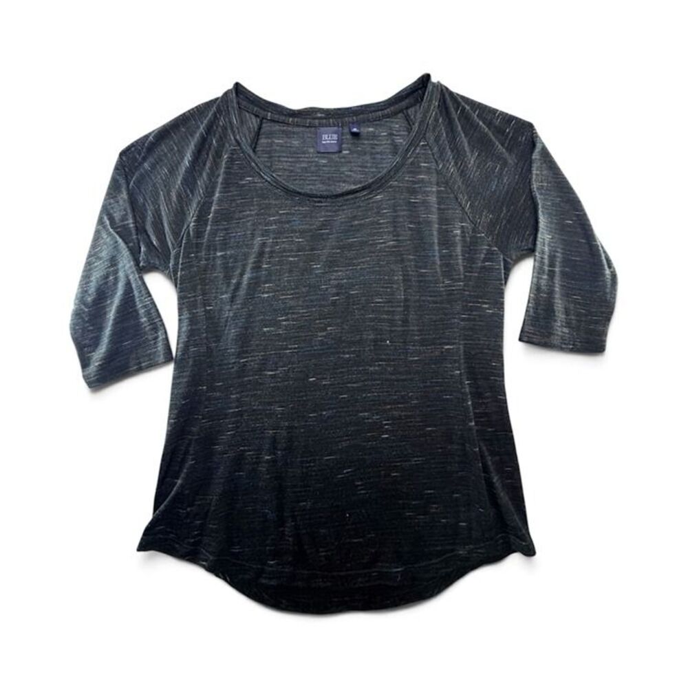 BLUE Saks Fifth Avenue Grey Space Dye Raglan 3/4 Sleeve Scoop Neck Top Size M